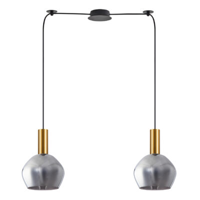 77-8584 SE21-GM-4-BL2-GL2 ADEPT TUBE Gold Matt Pendant Smoked Glass+ HOMELIGHTING