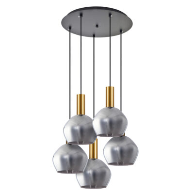 77-8586 SE21-GM-4-5BL-GL2 ADEPT TUBE Gold Matt Pendant Smoked Glass+ HOMELIGHTING