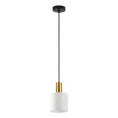 77-8596 SE21-GM-4-SH1 ADEPT TUBE Gold Matt Pendant White Fabric Shade+ HOMELIGHTING
