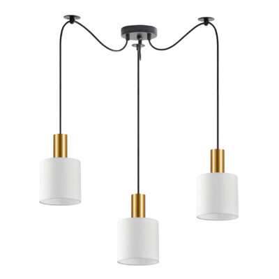 77-8598 SE21-GM-4-BL3-SH1 ADEPT TUBE Gold Matt Pendant White Fabric Shade+ HOMELIGHTING