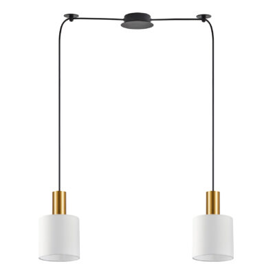 77-8599 SE21-GM-4-BL2-SH1 ADEPT TUBE Gold Matt Pendant White Fabric Shade+ HOMELIGHTING