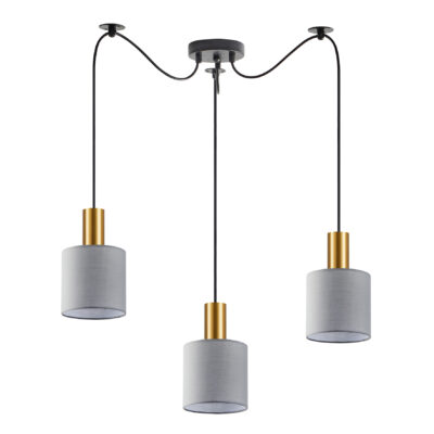 77-8605 SE21-GM-4-BL3-SH2 ADEPT TUBE Gold Matt Pendant Grey Fabric Shade+ HOMELIGHTING