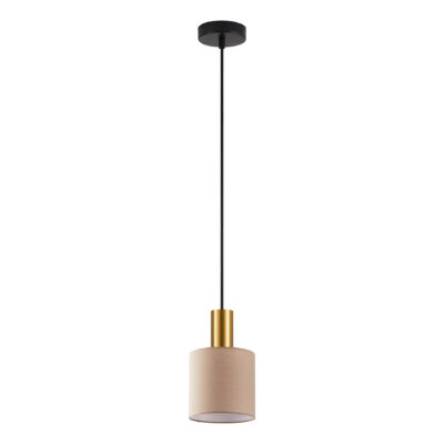 77-8610 SE21-GM-4-SH3 ADEPT TUBE Gold Matt Pendant Brown Fabric Shade+ HOMELIGHTING