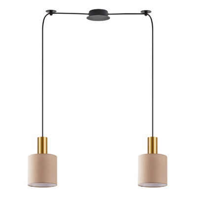 77-8613 SE21-GM-4-BL2-SH3 ADEPT TUBE Gold Matt Pendant Brown Fabric Shade+ HOMELIGHTING