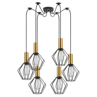 77-8618 SE21-GM-4-BL6-GR1 ADEPT TUBE Gold Matt Pendant Black Metal Grid+ HOMELIGHTING