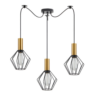 77-8619 SE21-GM-4-BL3-GR1 ADEPT TUBE Gold Matt Pendant Black Metal Grid+ HOMELIGHTING