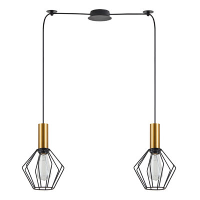77-8620 SE21-GM-4-BL2-GR1 ADEPT TUBE Gold Matt Pendant Black Metal Grid+ HOMELIGHTING