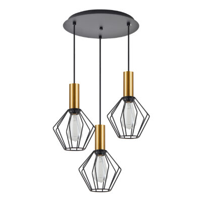 77-8621 SE21-GM-4-3BL-GR1 ADEPT TUBE Gold Matt Pendant Black Metal Grid+ HOMELIGHTING