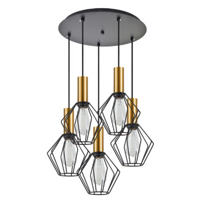 77-8622 SE21-GM-4-5BL-GR1 ADEPT TUBE Gold Matt Pendant Black Metal Grid+ HOMELIGHTING