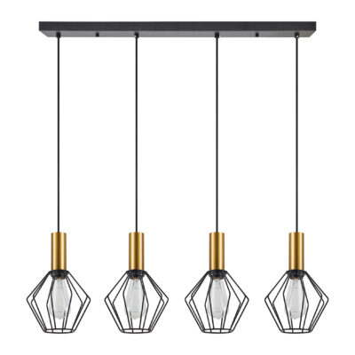 77-8623 SE21-GM-4-4BL-GR1 ADEPT TUBE Gold Matt Pendant Black Metal Grid+ HOMELIGHTING