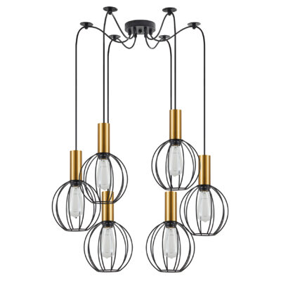 77-8625 SE21-GM-4-BL6-GR1 ADEPT TUBE Gold Matt Pendant Black Metal Grid+ HOMELIGHTING