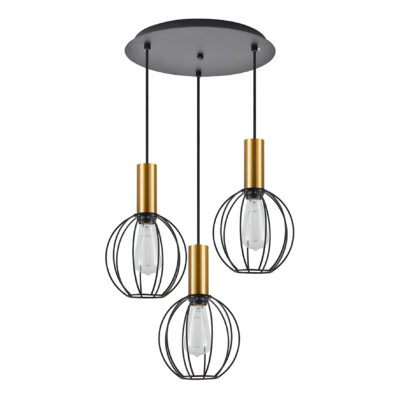 77-8628 SE21-GM-4-3BL-GR1 ADEPT TUBE Gold Matt Pendant Black Metal Grid+ HOMELIGHTING