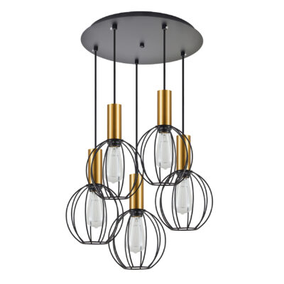 77-8629 SE21-GM-4-5BL-GR1 ADEPT TUBE Gold Matt Pendant Black Metal Grid+ HOMELIGHTING