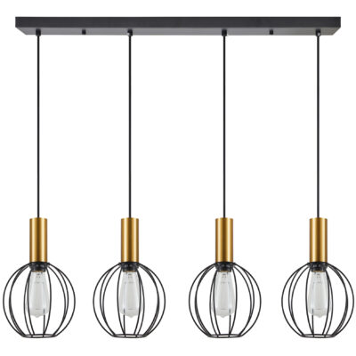 77-8630 SE21-GM-4-4BL-GR1 ADEPT TUBE Gold Matt Pendant Black Metal Grid+ HOMELIGHTING