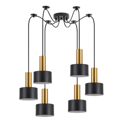 77-8632 SE21-GM-4-BL6-MS1 ADEPT TUBE Gold Matt Pendant Black Metal Shade+ HOMELIGHTING