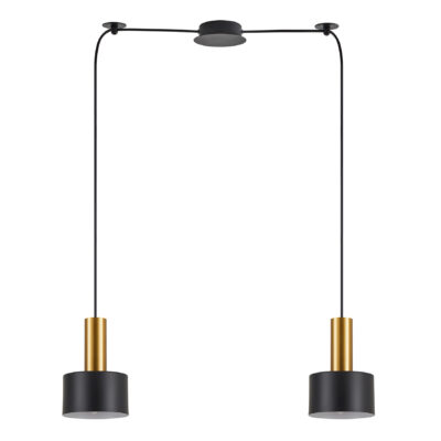77-8634 SE21-GM-4-BL2-MS1 ADEPT TUBE Gold Matt Pendant Black Metal Shade+ HOMELIGHTING