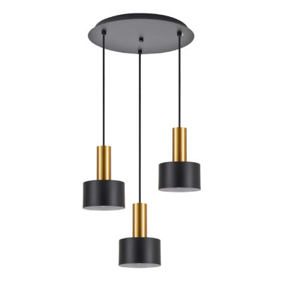 77-8635 SE21-GM-4-3BL-MS1 ADEPT TUBE Gold Matt Pendant Black Metal Shade+ HOMELIGHTING