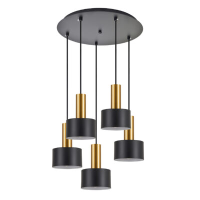 77-8636 SE21-GM-4-5BL-MS1 ADEPT TUBE Gold Matt Pendant Black Metal Shade+ HOMELIGHTING