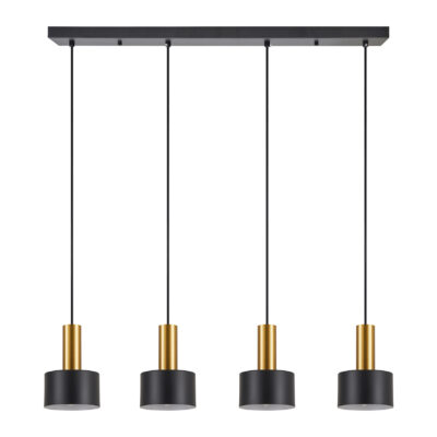 77-8637 SE21-GM-4-4BL-MS1 ADEPT TUBE Gold Matt Pendant Black Metal Shade+ HOMELIGHTING