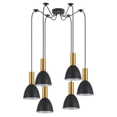 77-8639 SE21-GM-4-BL6-MS2 ADEPT TUBE Gold Matt Pendant Black Metal Shade+ HOMELIGHTING