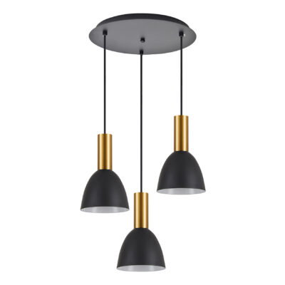 77-8642 SE21-GM-4-3BL-MS2 ADEPT TUBE Gold Matt Pendant Black Metal Shade+ HOMELIGHTING