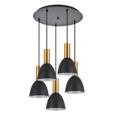 77-8643 SE21-GM-4-5BL-MS2 ADEPT TUBE Gold Matt Pendant Black Metal Shade+ HOMELIGHTING