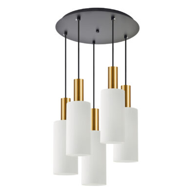 77-8657 SE21-GM-4-5BL-GL3 ADEPT TUBE Gold Matt Pendant White Glass+ HOMELIGHTING