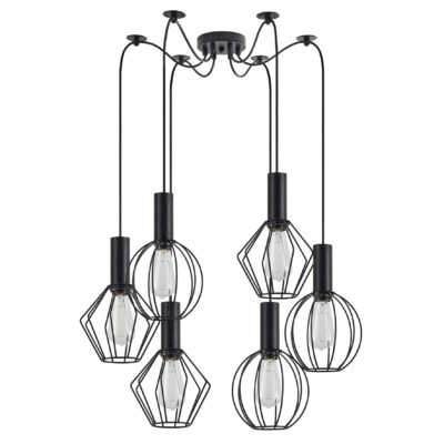 77-8908 SE21-BL-4-BL6-GR12 ADEPT FLEX Black Pendant Black Metal Grid+ HOMELIGHTING