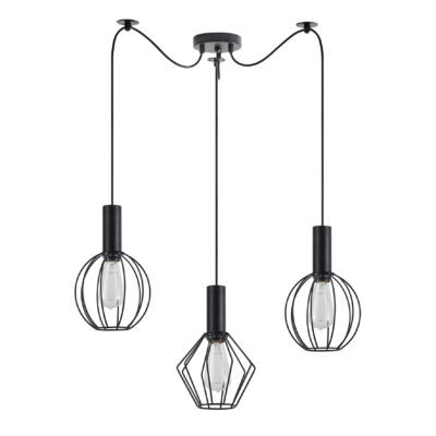 77-8909 SE21-BL-4-BL3-GR12 ADEPT FLEX Black Pendant Black Metal Grid+ HOMELIGHTING
