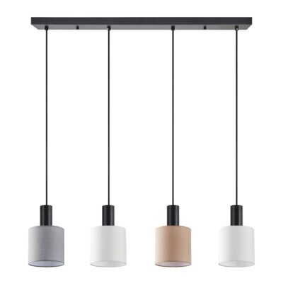 77-8917 SE21-BL-4-4BL-SH123 ADEPT FLEX Black Pendant White, Grey, Brown Fabric Shade+ HOMELIGHTING