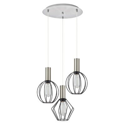 77-8920 SE21-NM-4-3BL-GR12 ADEPT FLEX Nickel Matt Pendant Black Metal Grid+ HOMELIGHTING