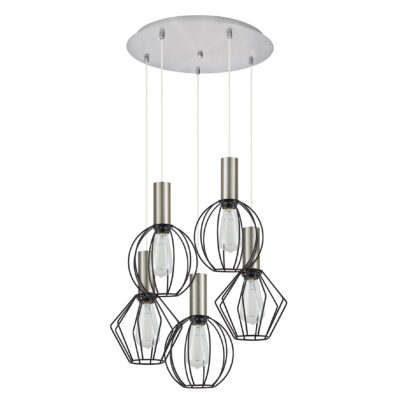 77-8921 SE21-NM-4-5BL-GR12 ADEPT FLEX Nickel Matt Pendant Black Metal Grid+ HOMELIGHTING