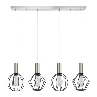 77-8922 SE21-NM-4-4BL-GR12 ADEPT FLEX Nickel Matt Pendant Black Metal Grid+ HOMELIGHTING
