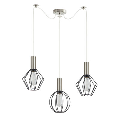 77-8924 SE21-NM-4-BL3-GR12 ADEPT FLEX Nickel Matt Pendant Black Metal Grid+ HOMELIGHTING