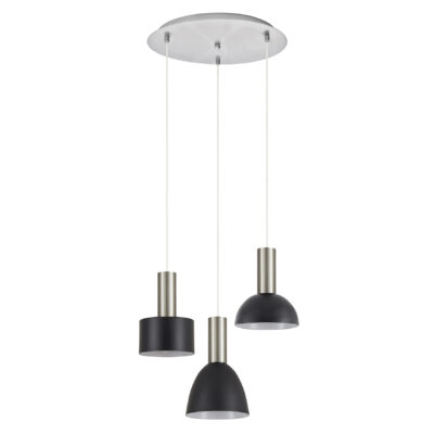 77-8925 SE21-NM-4-3BL-MS123 ADEPT FLEX Nickel Matt Pendant Black Metal Shade+ HOMELIGHTING