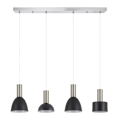77-8927 SE21-NM-4-4BL-MS123 ADEPT FLEX Nickel Matt Pendant Black Metal Shade+ HOMELIGHTING
