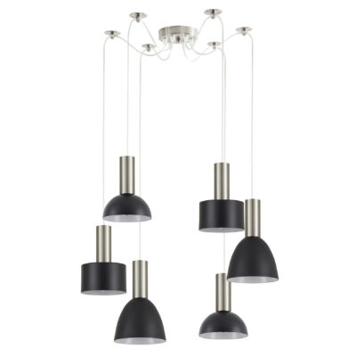 77-8928 SE21-NM-4-BL6-MS12 ADEPT FLEX Nickel Matt Pendant Black Metal Shade+ HOMELIGHTING
