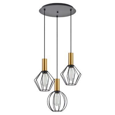 77-8935 SE21-GM-4-3BL-GR12 ADEPT FLEX Gold Matt Pendant Black Metal Grid+ HOMELIGHTING