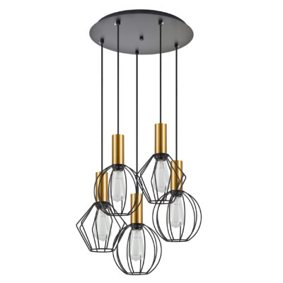 77-8936 SE21-GM-4-5BL-GR12 ADEPT FLEX Gold Matt Pendant Black Metal Grid+ HOMELIGHTING