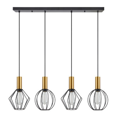 77-8937 SE21-GM-4-4BL-GR12 ADEPT FLEX Gold Matt Pendant Black Metal Grid+ HOMELIGHTING