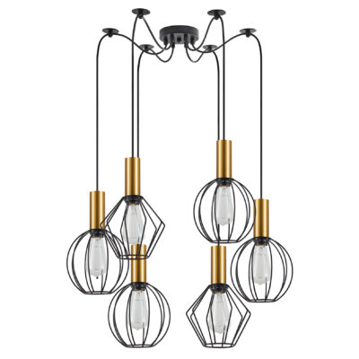 77-8938 SE21-GM-4-BL6-GR12 ADEPT FLEX Gold Matt Pendant Black Metal Grid+ HOMELIGHTING