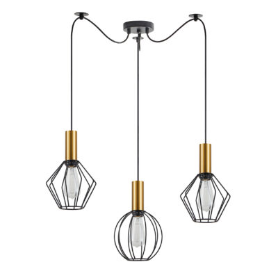 77-8939 SE21-GM-4-BL3-GR12 ADEPT FLEX Gold Matt Pendant Black Metal Grid+ HOMELIGHTING