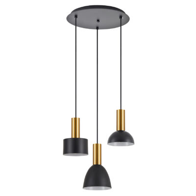 77-8940 SE21-GM-4-3BL-MS123 ADEPT FLEX Gold Matt Pendant Black Metal Shade+ HOMELIGHTING