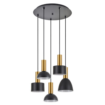 77-8941 SE21-GM-4-5BL-MS123 ADEPT FLEX Gold Matt Pendant Black Metal Shade+ HOMELIGHTING