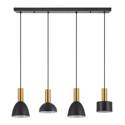 77-8942 SE21-GM-4-4BL-MS123 ADEPT FLEX Gold Matt Pendant Black Metal Shade+ HOMELIGHTING