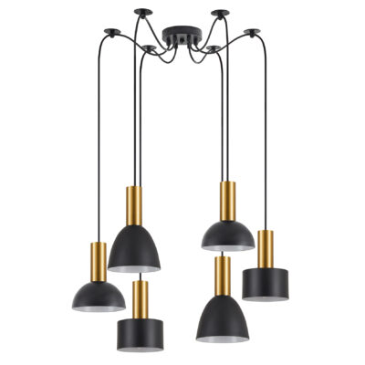 77-8943 SE21-GM-4-BL6-MS12 ADEPT FLEX Gold Matt Pendant Black Metal Shade+ HOMELIGHTING