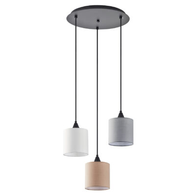 77-8960 SE21-BL-B10-3BL-SH123 ADEPT FLEX  White, Grey, Brown Fabric Shade Pendant+ HOMELIGHTING