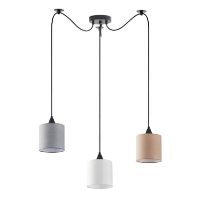 77-8964 SE21-BL-B10-BL3-SH12 ADEPT FLEX White, Grey, Brown Fabric Shade Pendant+ HOMELIGHTING
