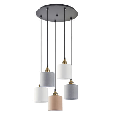 77-9034 SE21-BR-10-5BL-SH123 MAGNUM FLEX White, Grey, Brown Shade Pendant + HOMELIGHTING