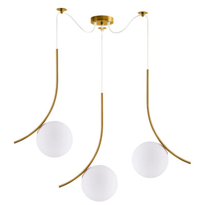 77-9065 SE21-GM3-45 SCEPTRE GOLD MATT PENDANT OPAL GLASS+ HOMELIGHTING